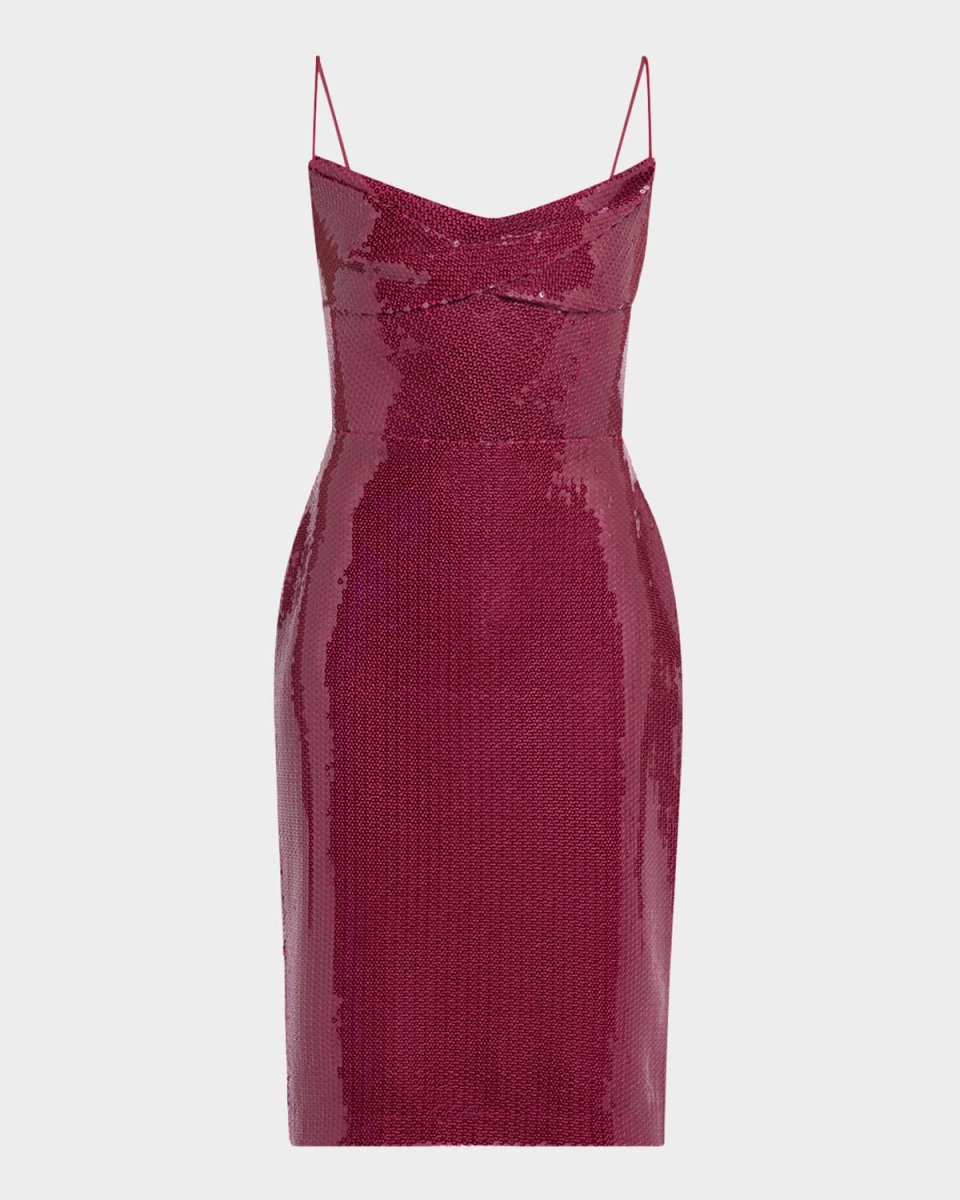 Draped Sequined Sleeveless Midi Dress